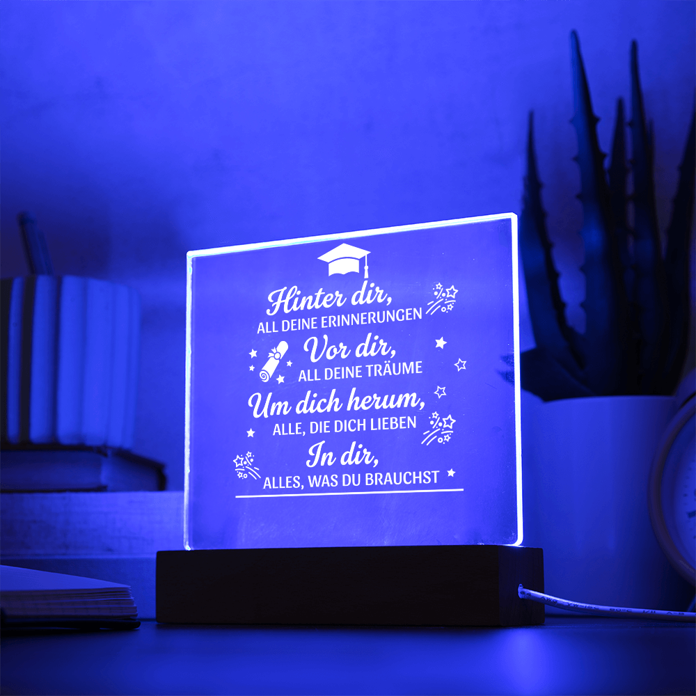 Zwischen Erinnerung & Zukunft - Quadratische LED Acrylglas-Tafel