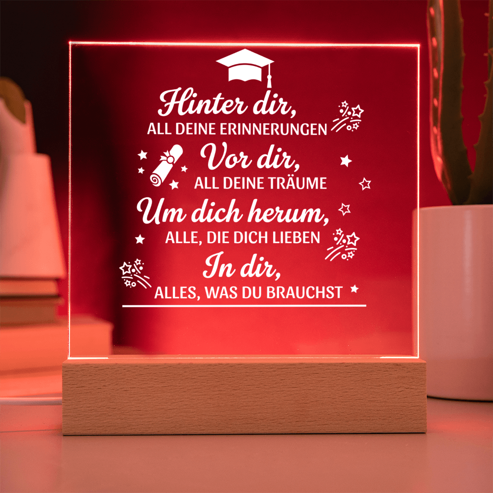 Zwischen Erinnerung & Zukunft - Quadratische LED Acrylglas-Tafel