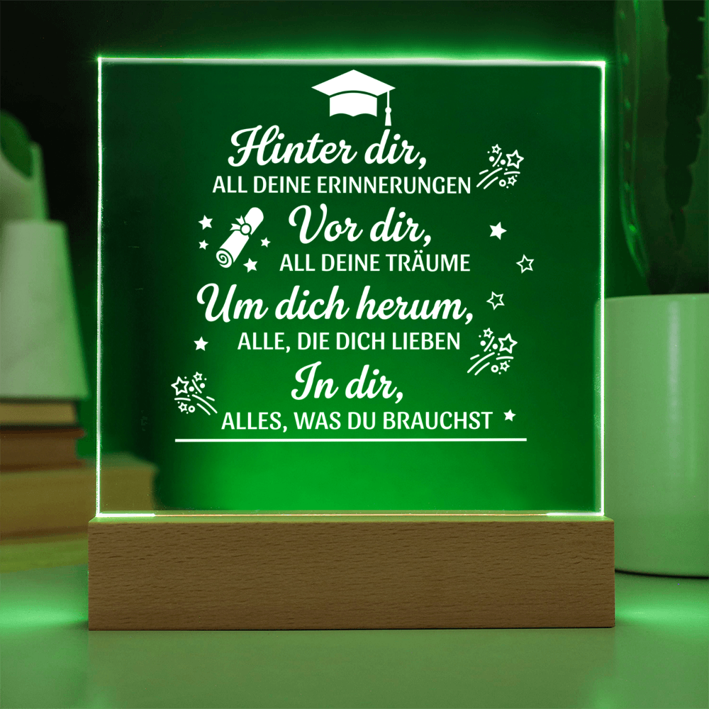 Zwischen Erinnerung & Zukunft - Quadratische LED Acrylglas-Tafel