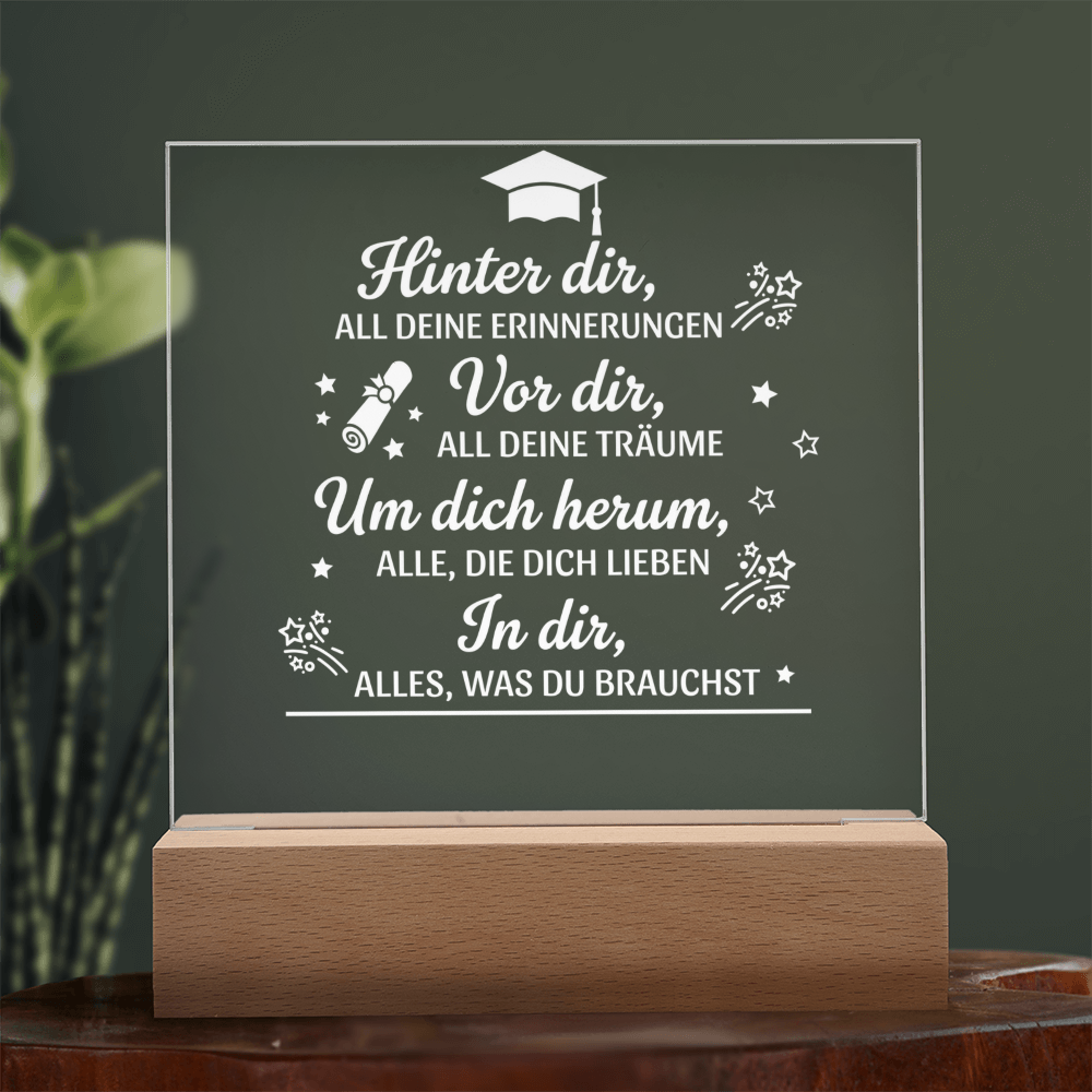 Zwischen Erinnerung & Zukunft - Quadratische LED Acrylglas-Tafel