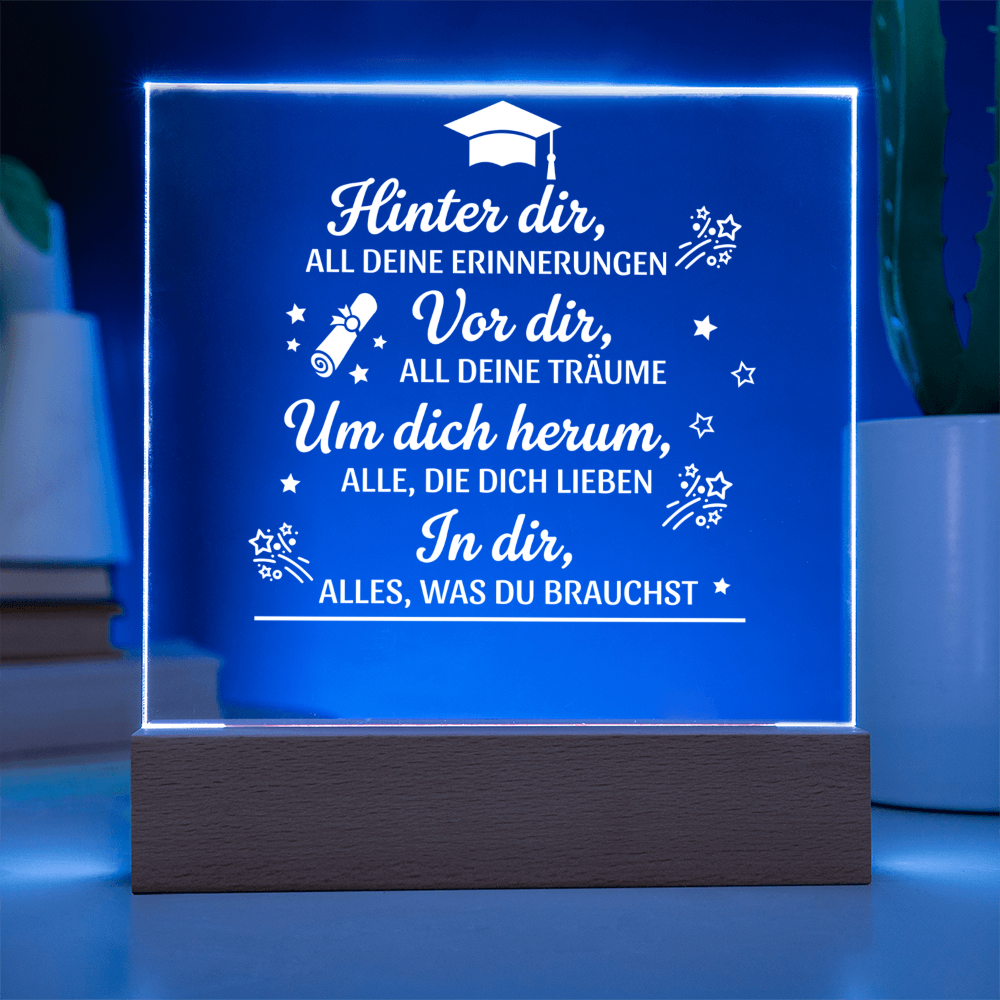 Zwischen Erinnerung & Zukunft - Quadratische LED Acrylglas-Tafel