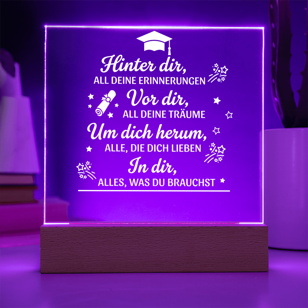 Zwischen Erinnerung & Zukunft - Quadratische LED Acrylglas-Tafel
