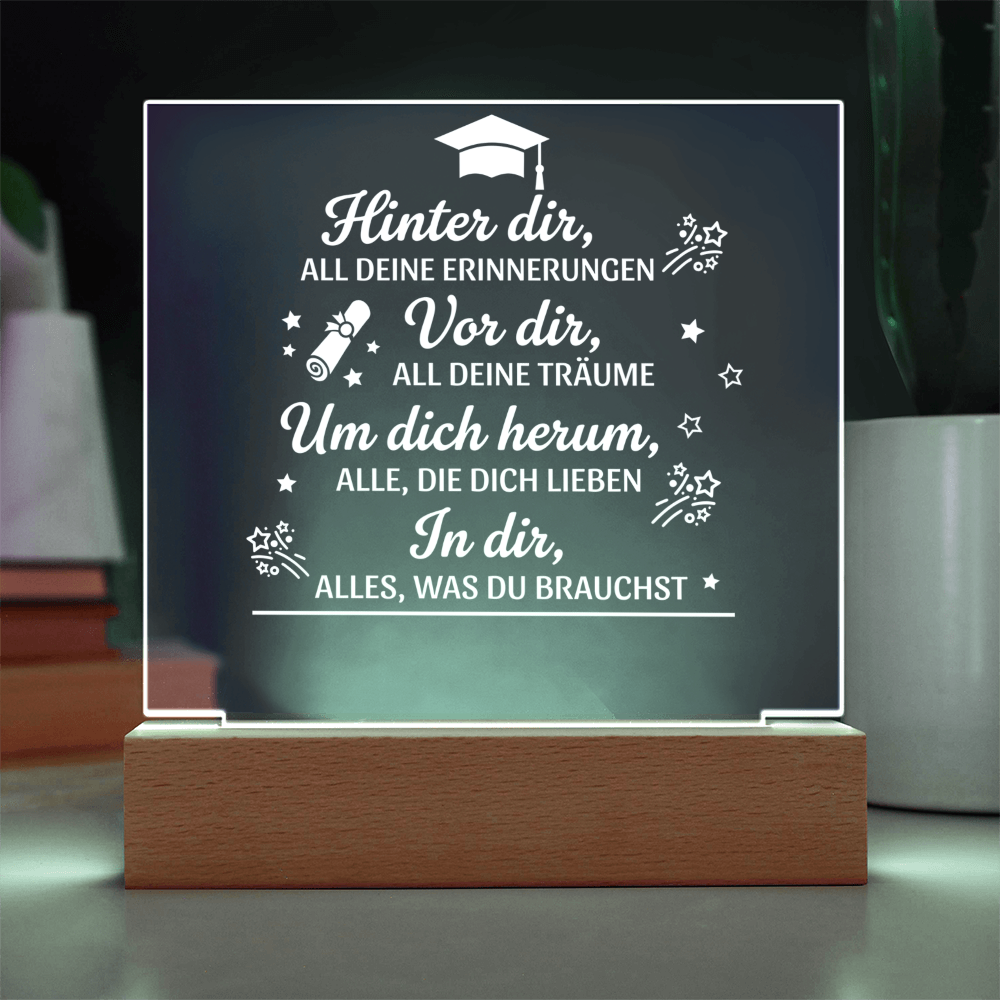 Zwischen Erinnerung & Zukunft - Quadratische LED Acrylglas-Tafel