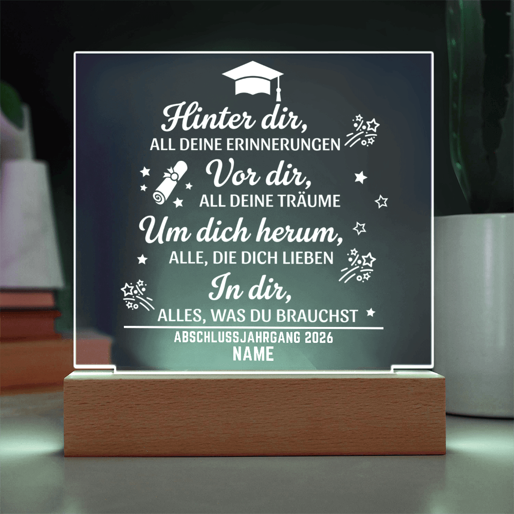 Zwischen Erinnerung & Zukunft - Quadratische LED Acrylglas-Tafel